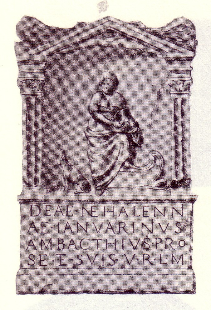 Sketch of a Nehalennia altar from Domburg (Janssen, 1845)