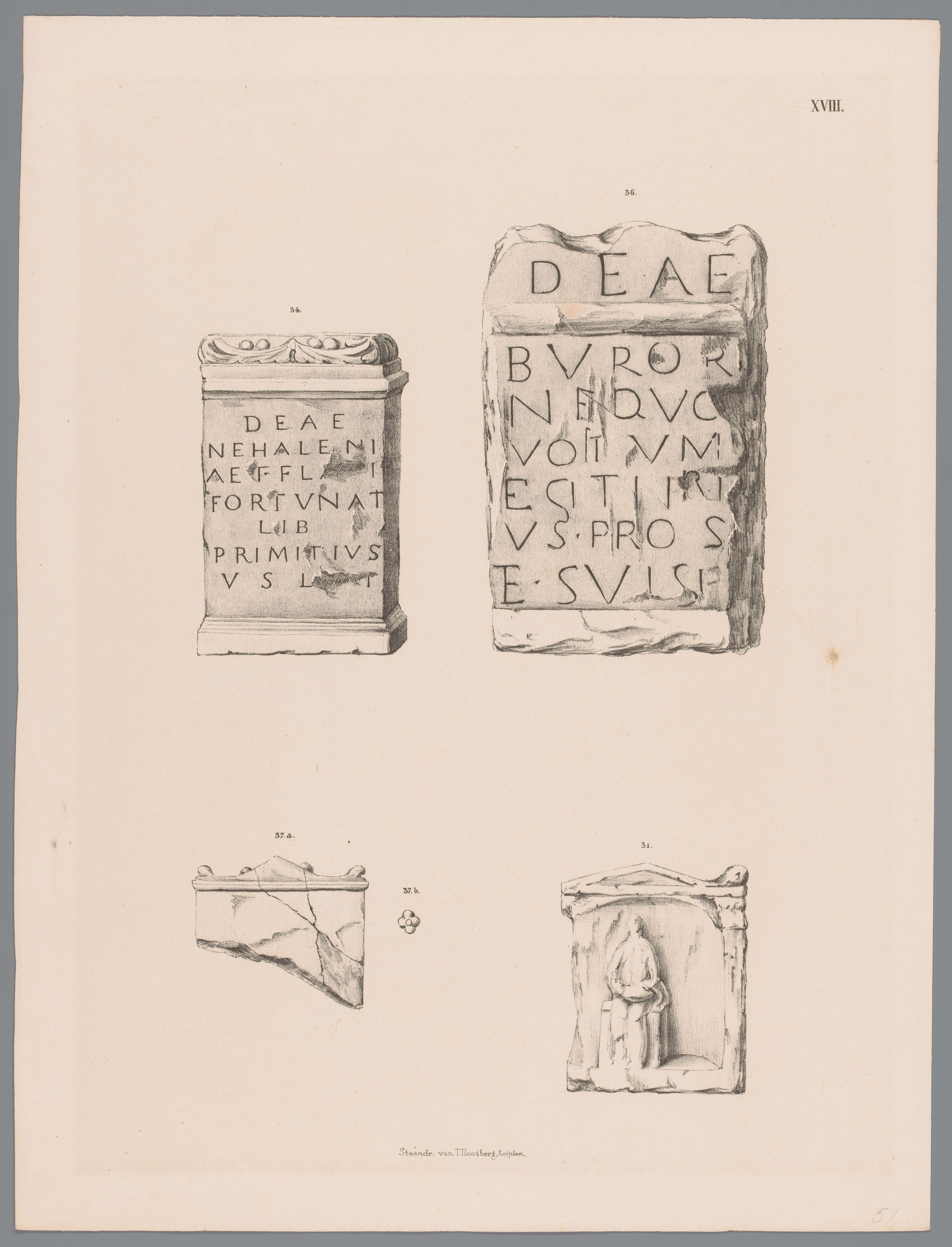 Fragments of four altars including two Nehalennia altars, pl. XVIII