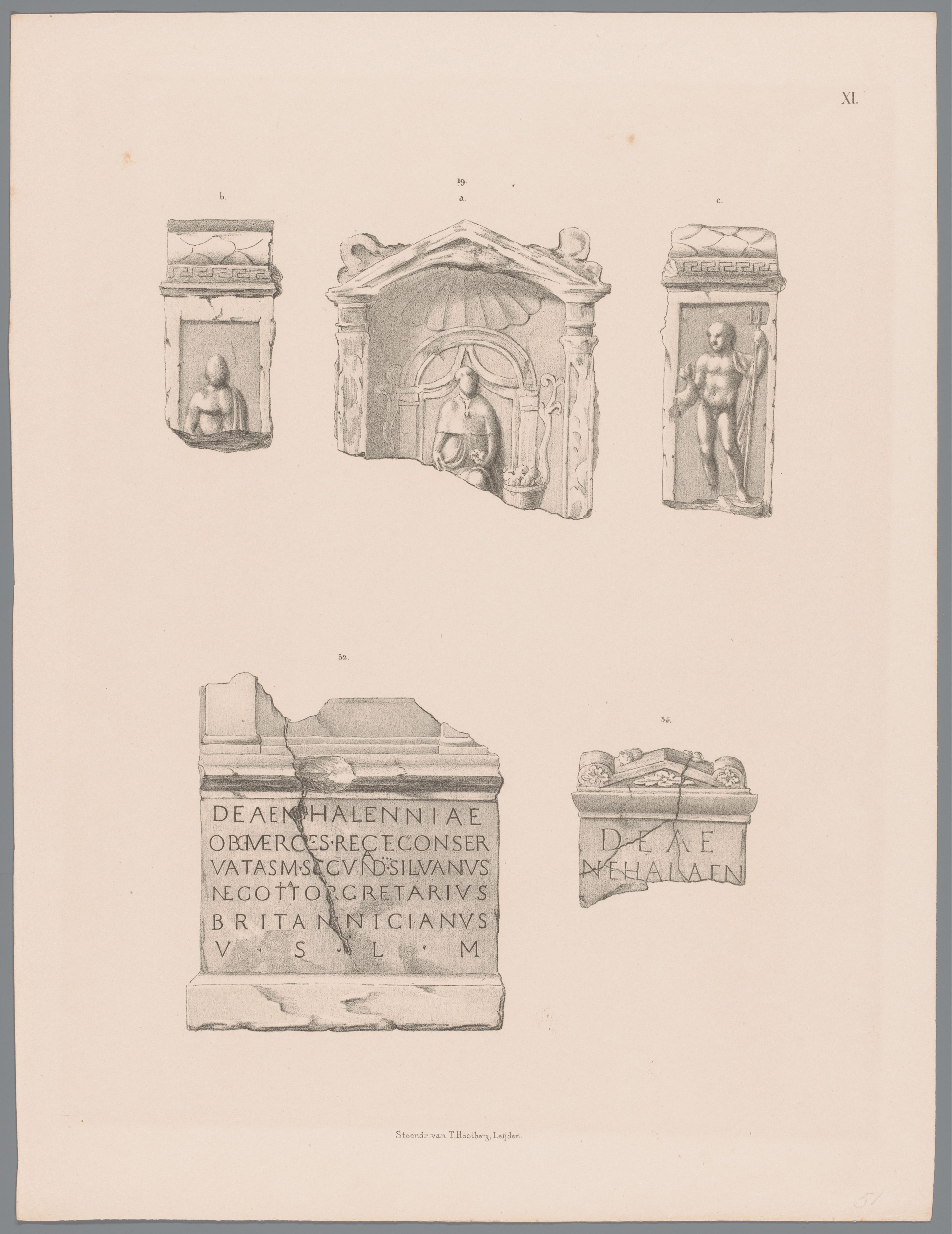 Nehalennia altar and fragment with text, pl. XI